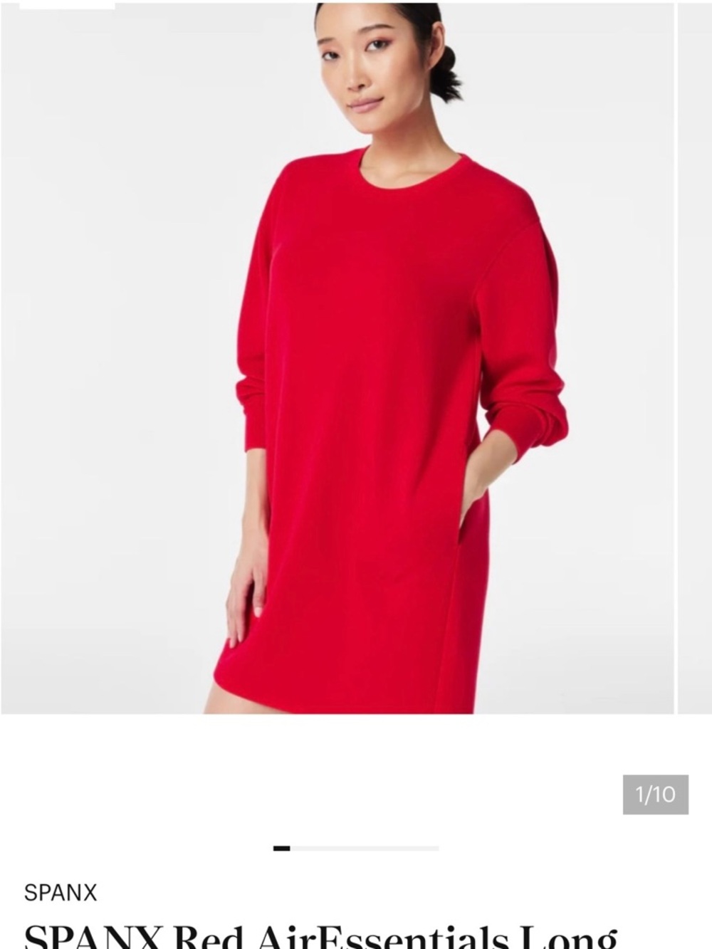 SPANX Bright Red Long Sleeve Crewneck Sweater Dress